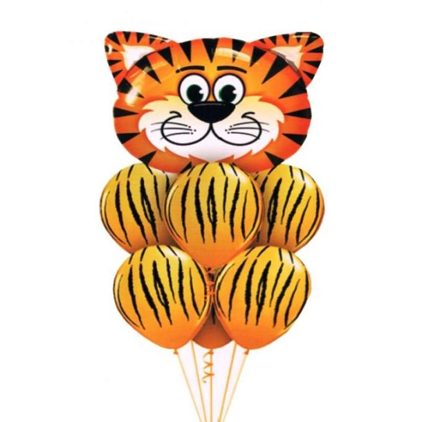 Safari balloner m. tiger, 7 stk