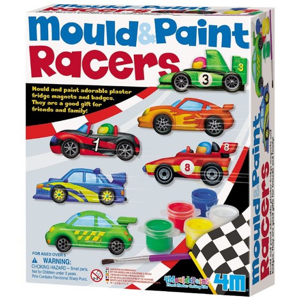4M Mould &amp; Paint - Magneter og Badges - Racerbiler